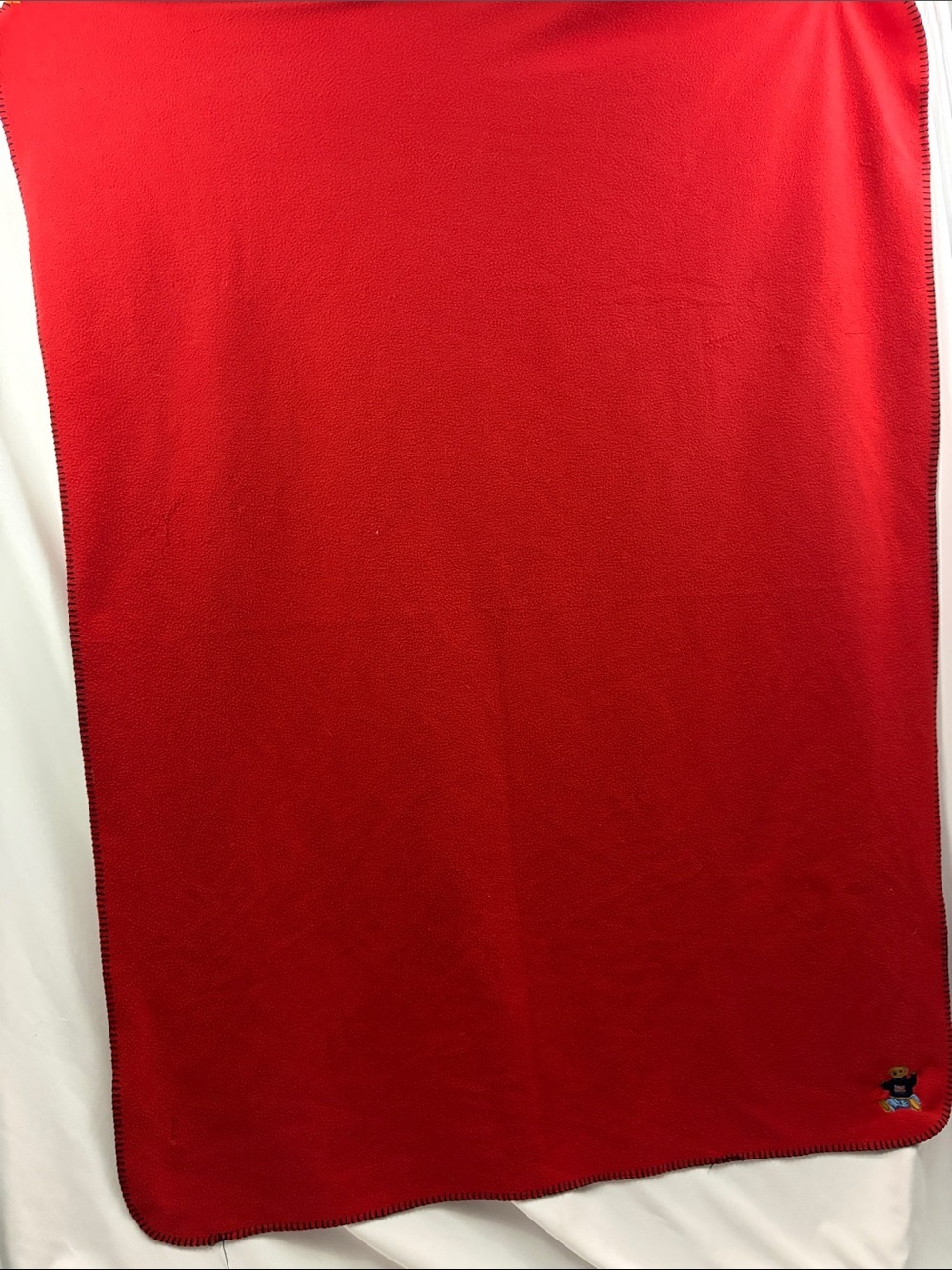 Ralph Lauren Polo Bear Soft Fleece Blanket Red Embroidered Logo Red/Black 51x67